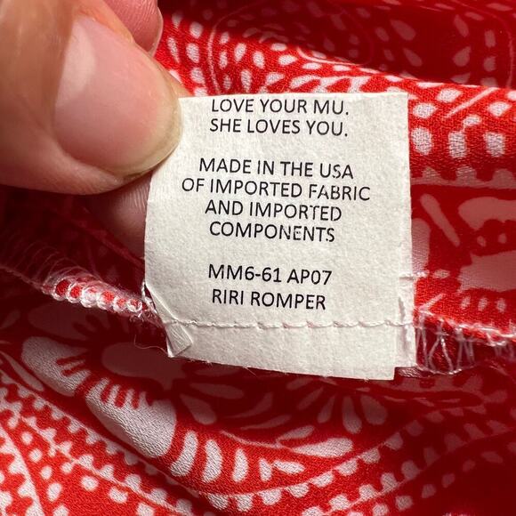 Show Me Your Mumu Riri Romper Aquarius Paisley Red & White Ruffle Leg Size L - Picture 11 of 13